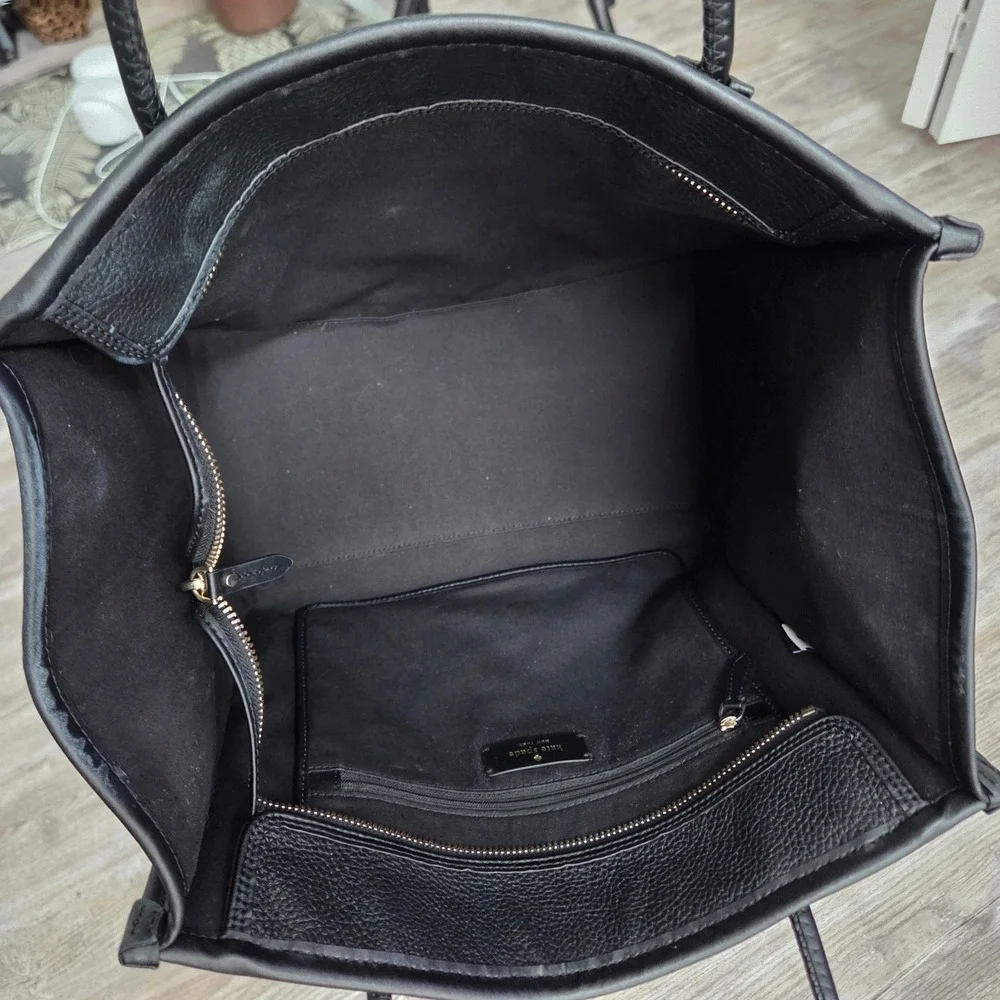 Kate Spade New‎ York Ella Black Pebbled Leather Double Handles Zipper Tote Bag